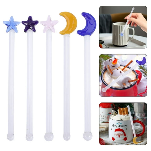 HOMEMAXS Glass Cocktail Stirring Sticks for Home Use Assorted Color Reusable and 5pcs