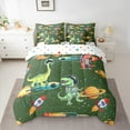 thumbnail image 3 of Feelyou Cute Green Dinosaur Twin Bedding Sets 7-Piece for Child, Outer Space Bedding Comforter Set, Kawaii Animal Astronaut Reversible Sheet Sets, Ultra Soft Bedroom Decor, 3 of 8