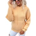 thumbnail image 1 of Pull à Capuche pour Femmes, Décontracté, Boutonné, Col en V, Manches Longues, Tricoté, Henley, 1 of 7