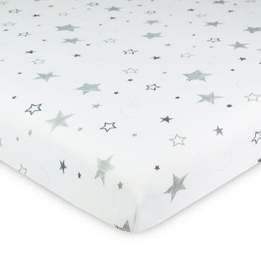 American Baby Co. Cotton Jersey Knit Fitted Bassinet Sheet, Grey Super Stars