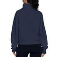 thumbnail image 4 of Qwertyu Womens Sweatshirts Half Zip Cropped Pullover Fleece Quarter Zipper Hoodies 2025 Fall Fashion Clothes Dark Blue M, 4 of 5