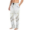 thumbnail image 2 of Men's Pajama Pants White and Gold Marble Cotton Long Sleepwear Lounge Pants S, 2 of 7