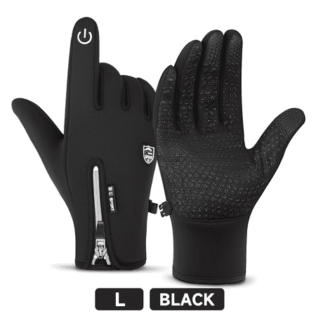 BYXAS Outdoor Cold and Windproof Sports Gloves, Cold Touch Screen Anti-Slip Waterproof Windproof Suitable for Cycling and Skiing, Solo Travel, Winter Warm Gloves for Men and Women(Black L)