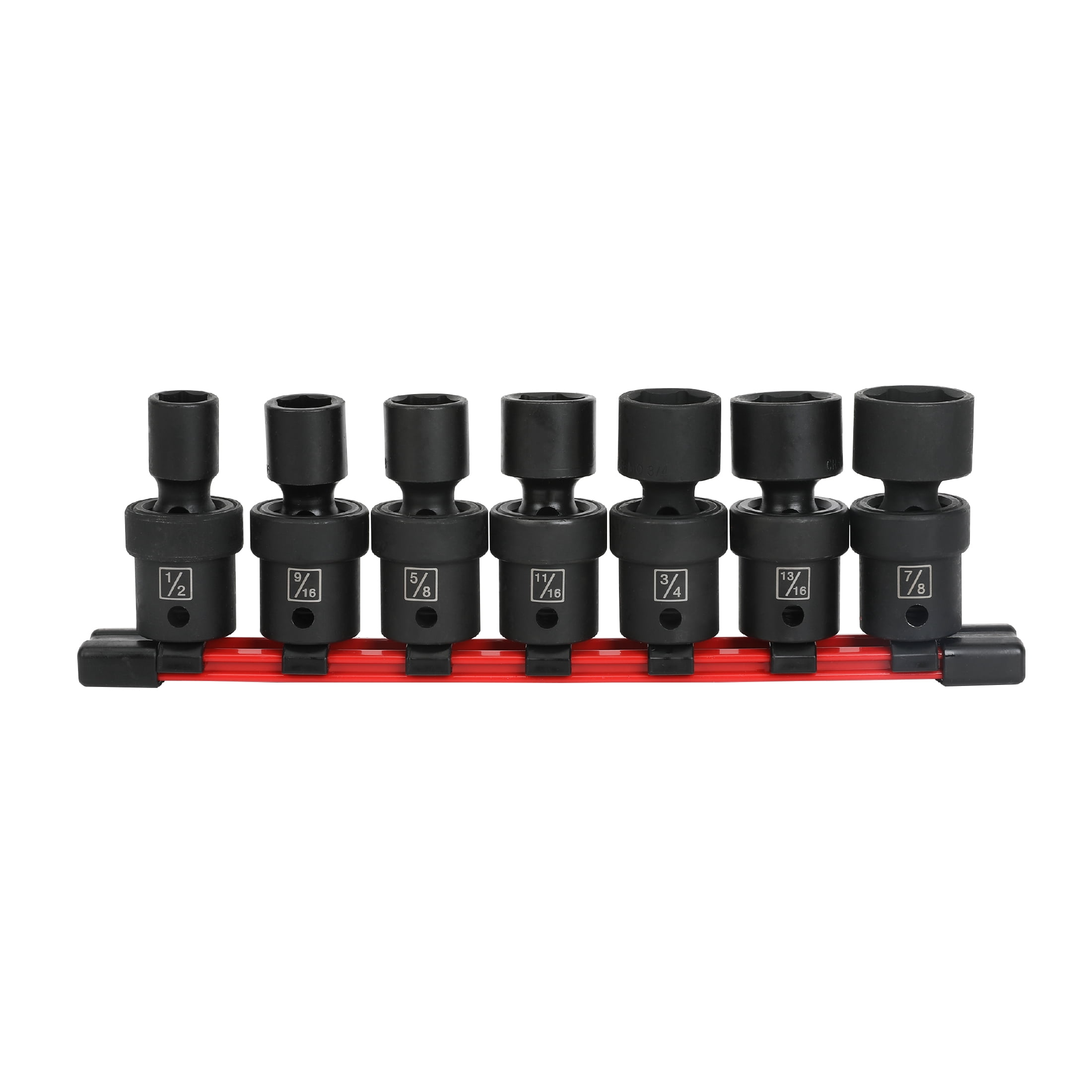Hyper Tough 7-Piece 1/2" Swivel Impact Socket Set, SAE