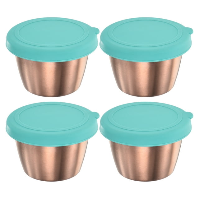 Contenedor de aderezo para ensaladas Uxcell de 4 piezas, 2.4oz, contenedores de cocina de acero inoxidable, azul cielo