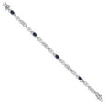 thumbnail image 3 of Gem Stone King 925 Sterling Silver Blue Sapphire and Lab Grown Diamond Bracelet for Women | 4.23 Cttw | Gemstone September Birthstone | Oval 6X4MM | Length 7.25 inches, 3 of 6