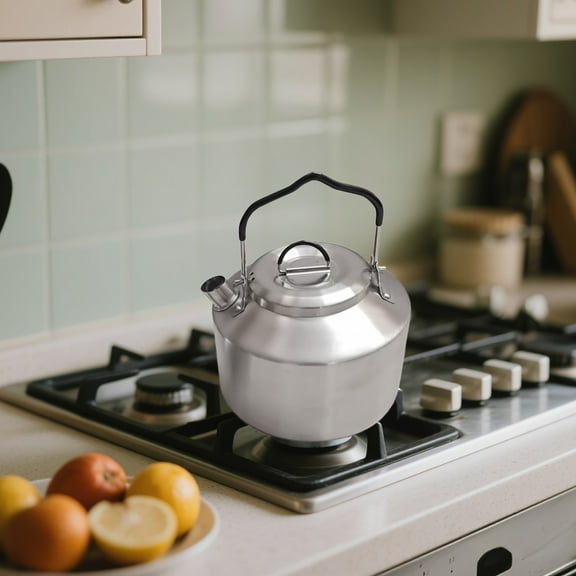 Camping & Hiking 4082 Black Handle 18L Kettle Outdoor Stainless Steel Teapot Portable Hot Water Kettle for Barbecue Cooking