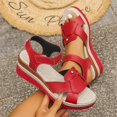 thumbnail image 5 of Domuza Women Orthopedic Wedge Platform Sandals, Adjustable Strap Non Slip Breathable Thick Sole Summer Casual Shoes Red 8.5（EU-41）, 5 of 6
