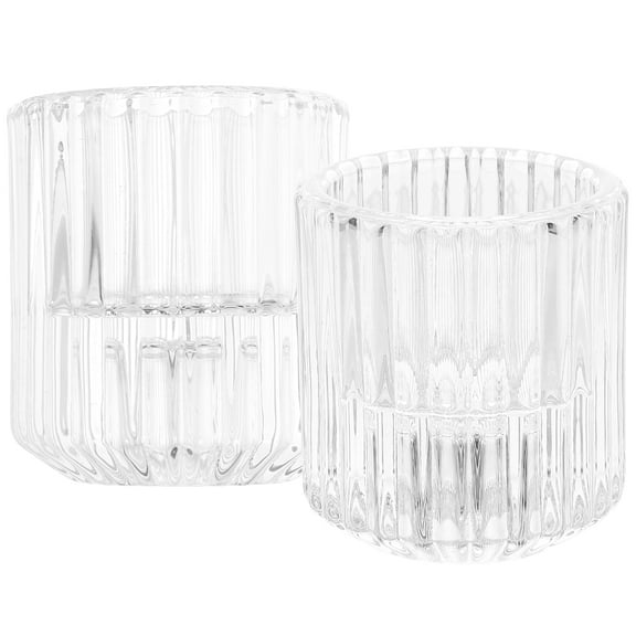 OSALADI 2 Pcs Pink Glass Taper Candle Holders Votive Tealight Crystal Candle Holders Wedding Centerpiece Cups for Home Birthday Party Decor