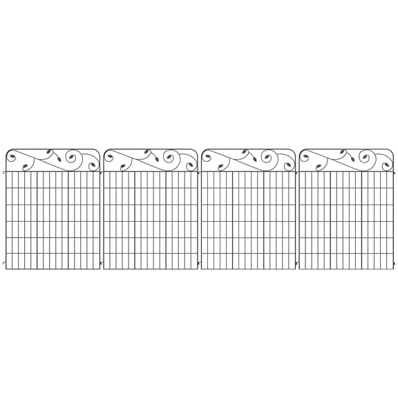 Dranite Garden Fence 4 Pack,11.5' L x 43" H Steel Panels, Rust-Resistant Decorative Border