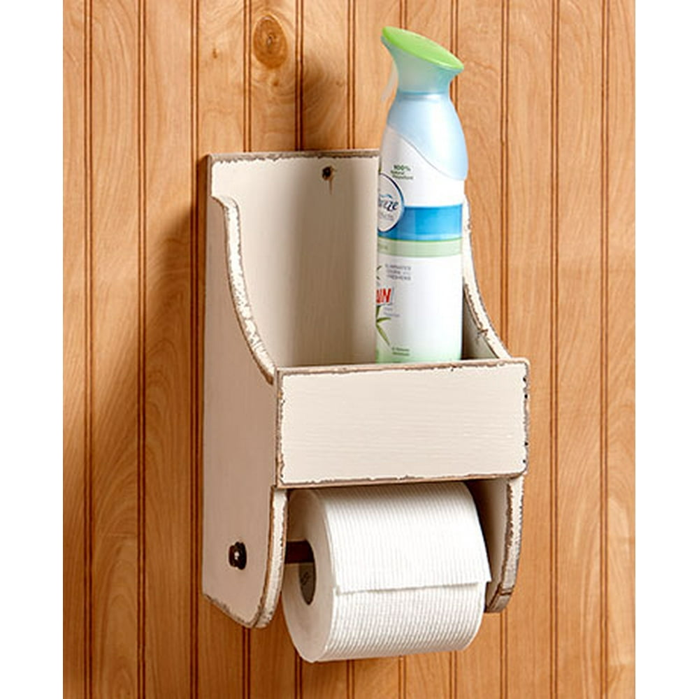 Rustic Toilet Paper Holder with Shelf-Cream - Walmart.com - Walmart.com