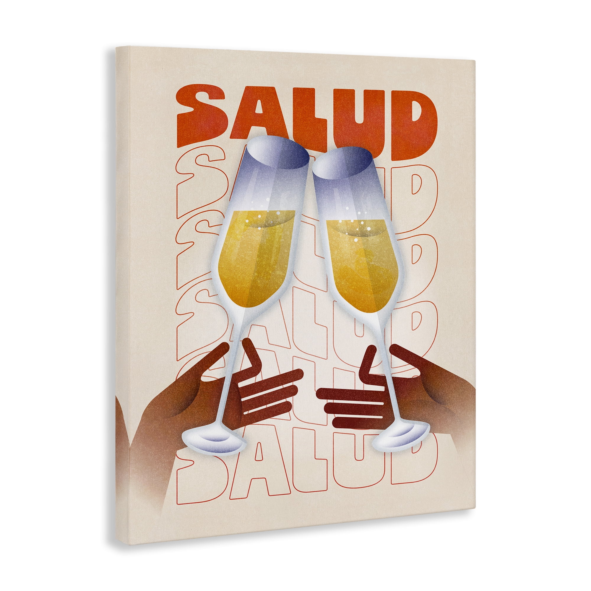 Stupell Industries Salud Cheers Champagne Food & Beverage Painting Wrapped Canvas Art Print Wall Art, 36 x 48