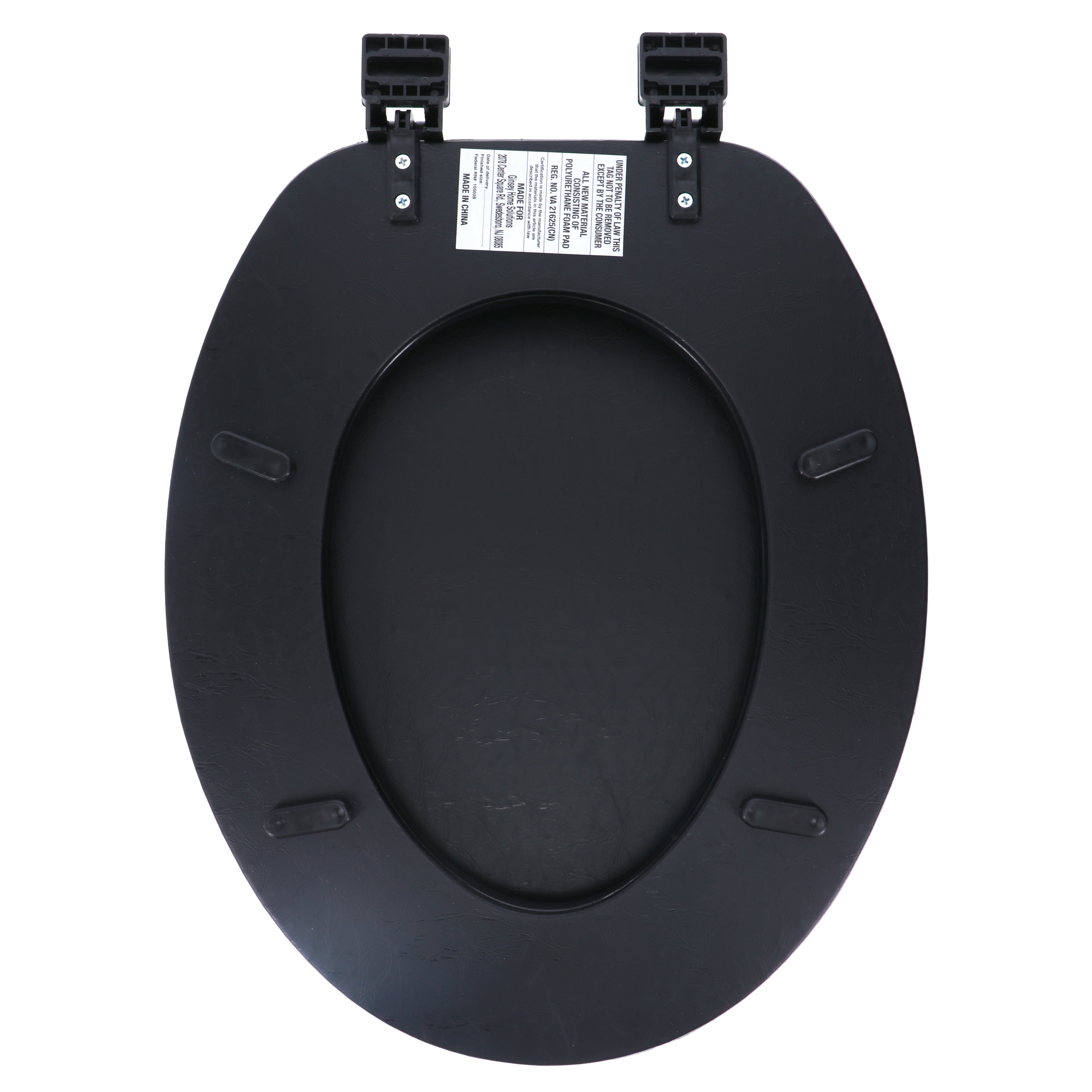 Ginsey Elongated Soft Cushion Toilet Seat, Black