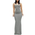 thumbnail image 2 of Idoravan Womens Sleeveless Dresses Sexy Women's Fashion Sexy Sleeveless Solid Round Neck Camies Ladies Vest Long Dress, 2 of 8