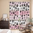 thumbnail image 3 of Pink Beige Paw Print Kitchen Curtains 84 Inch Length, Vintage Farmhouse Country Wooden Grain Grommet Top Bedroom Living Room Curtains, Light Filtering Cafe Curtain Drapes 2 Panels Set 84''x84'', 3 of 9