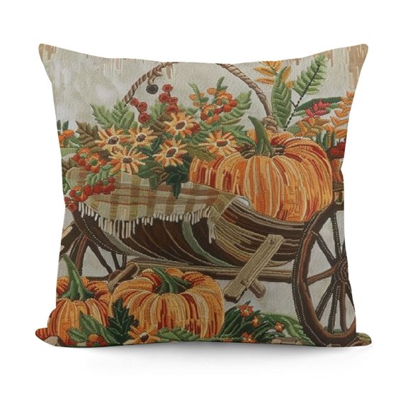 Harvest Pumpkin Cart Pillow,  Poly, Home, Home Décor