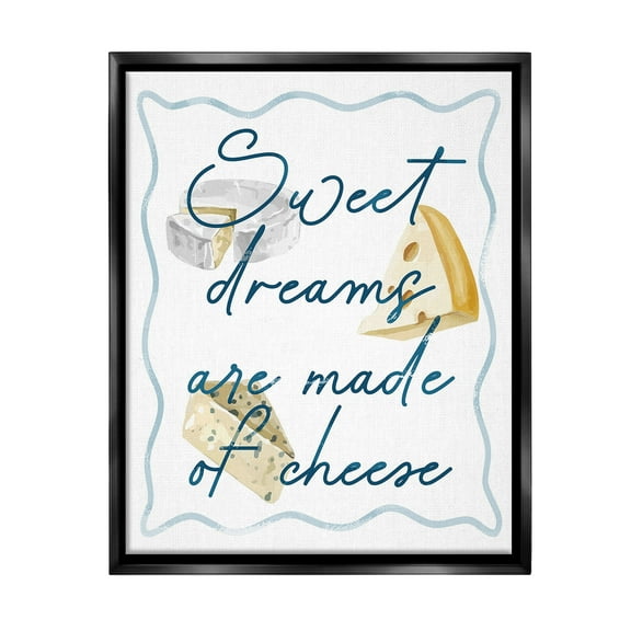 Stupell Industries Dreams Of Cheese Food & Beverage Painting Black Floater Framed Canvas Art Print Wall Art, 17 x 21
