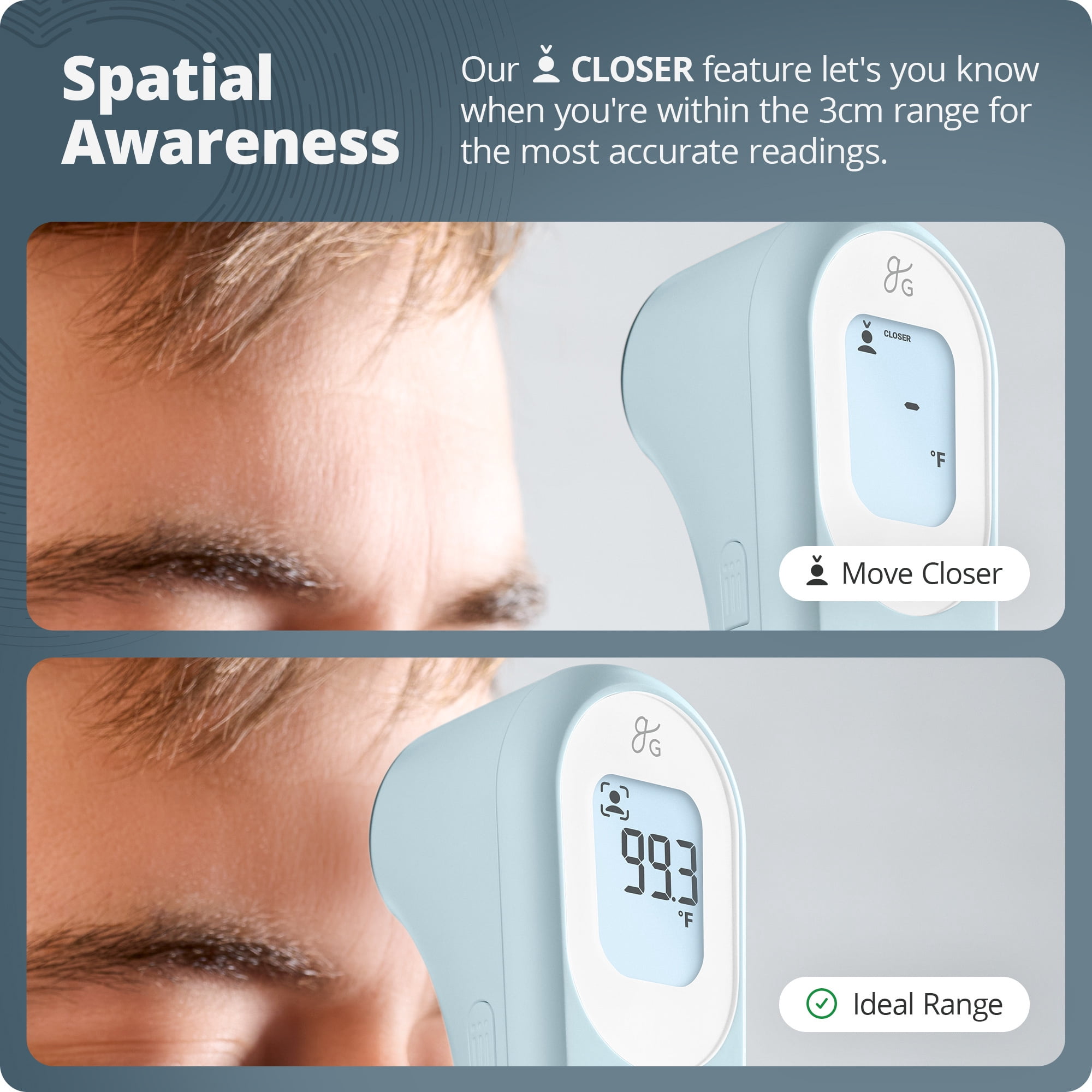 Greater Goods No-Touch Baby Thermometer for Infants, Newborns & Toddlers with Fever Alarm and Instant Accuracy Readings, Blue