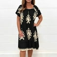 thumbnail image 1 of RWJDXD Robes d'Été Amples et Confortables pour Femmes, Imprimé Floral Bohème Tendance, Robe Longue à Manches Longues, 1 of 6