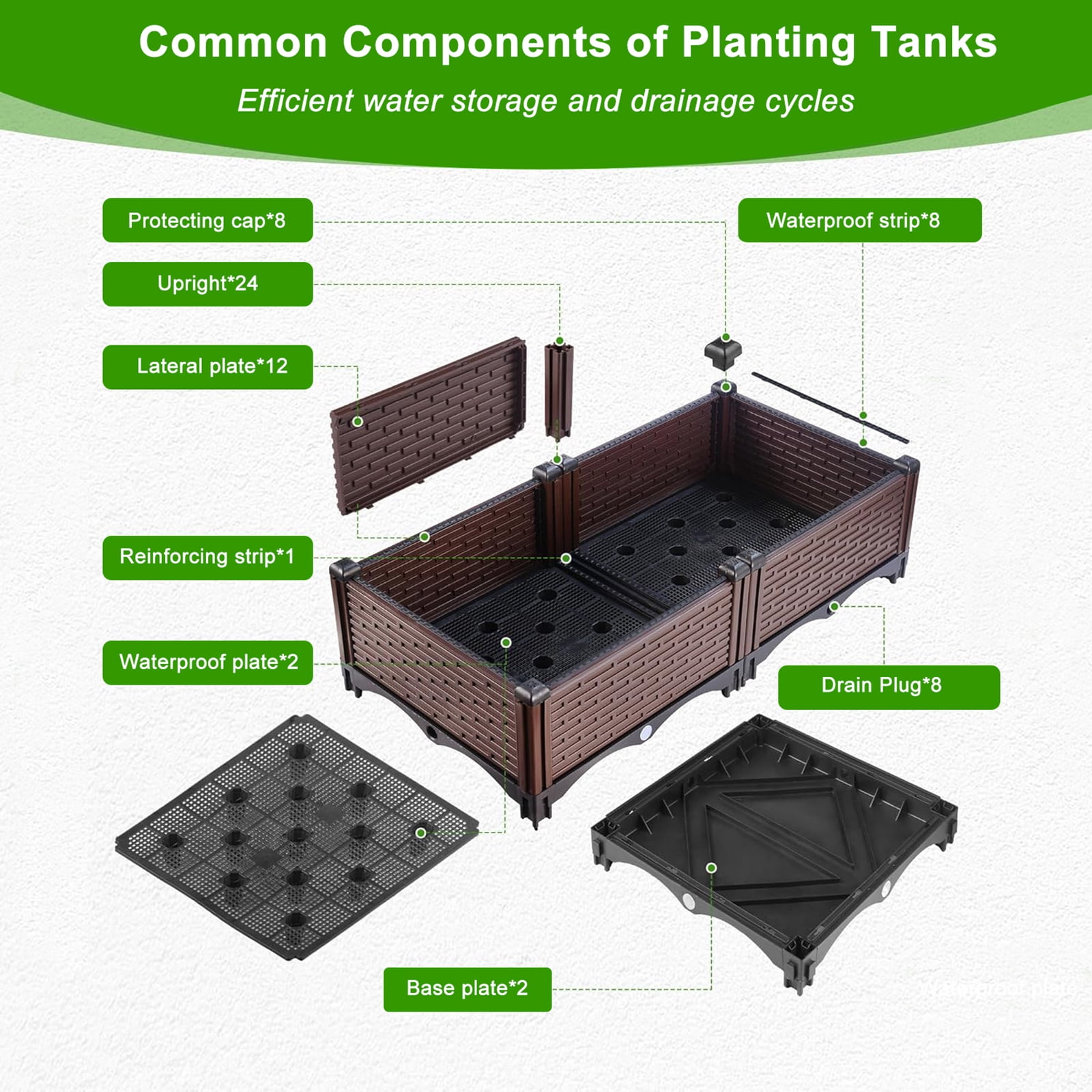 AsterOutdoor Raised Garden Beds Outdoor, Planter Boxes Outdoor Garden Box with Drain Outlet, polypropylene 440lb Capacity, 31.5x31.5x19.6in