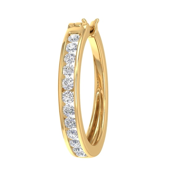1/2 Carat Channel Set Diamond Hoop Earring in 10k Yellow Gold (Single Piece)