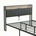 thumbnail image 2 of Modern Queen Size Metal Bed Frame with Wooden Headboard & Footboard & Storage, 2 of 12