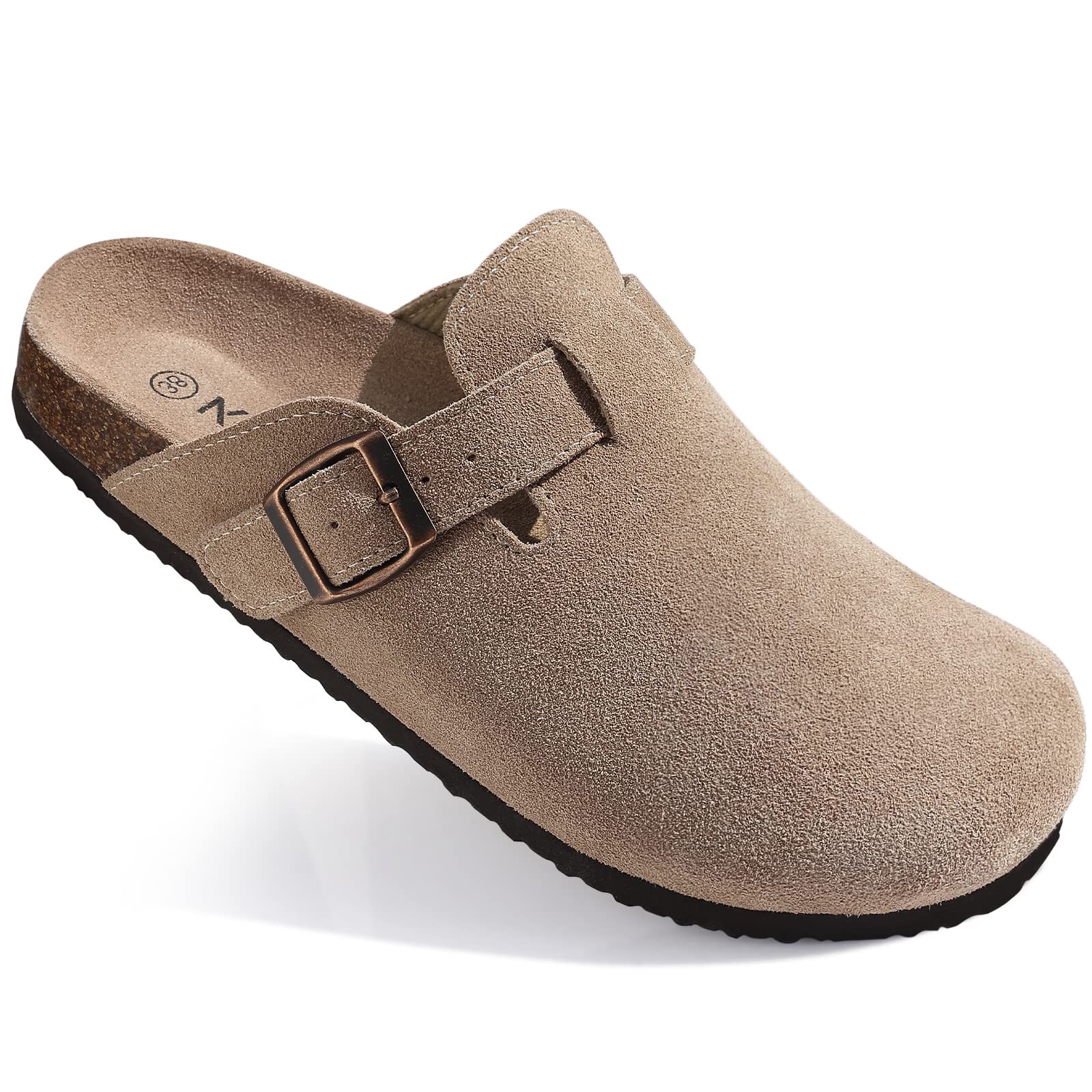 Comwarm Suede Clogs With Cork Footbed