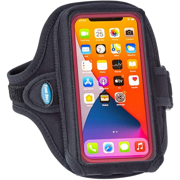 AB92 Cell Phone Armband for Running - Fits iPhone 16/15/14/13 Pro Max, Plus, Samsung Galaxy Ultra/Plus/Note and Large Phones with Protective Cases, Sweat-Resistant Exercise Holder (Black)