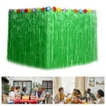 thumbnail image 3 of Pebbuoy Hawaiian Theme Table Skirt with Flower Waterproof Reusable Dense Tropical Beach Jungle Parties Party Decoration Grass Table Skirt, 3 of 3