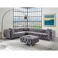 thumbnail image 2 of ACME Wugtyx Tufted Sectional Sofa with 3 Pillows in Dark Gray Velvet, 2 of 7