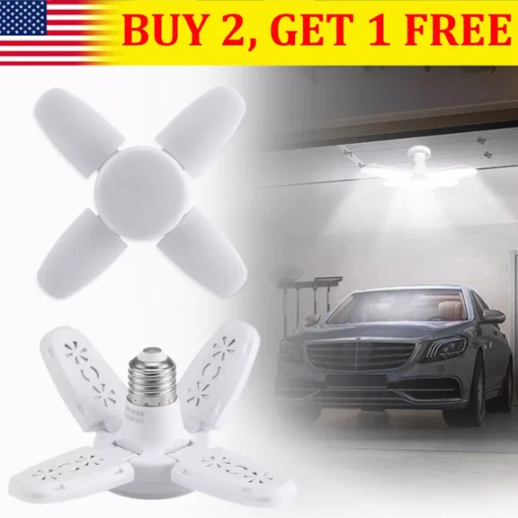 6500K Led Garage Light Bulb Deformable Ceiling Fixture Lights E27 Workshop Lamp