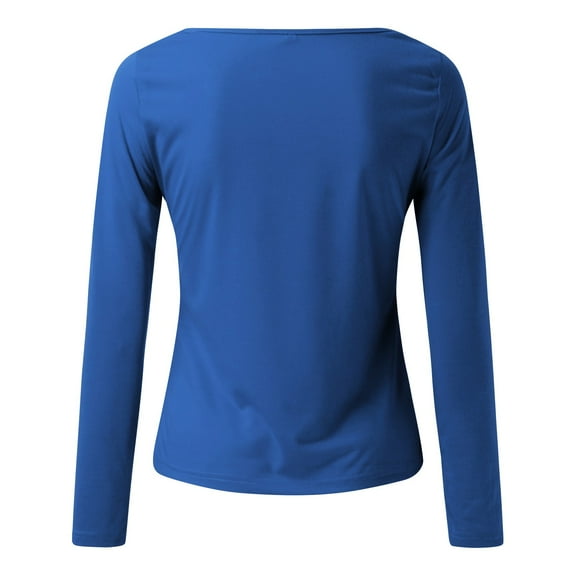 Aayomet Womens Tops Fall Women's Half Sleeve T Shirts Casual Color Block Round Neck Spring Tops,Blue L