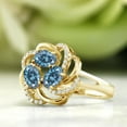 thumbnail image 4 of Gem Stone King 18K Yellow Gold Plated Silver Persian Blue Moissanite Ring for Women (1.72 Cttw, Oval 6X4MM, Gemstone Birthstone, Available in Size 5, 6, 7, 8, 9), 4 of 4