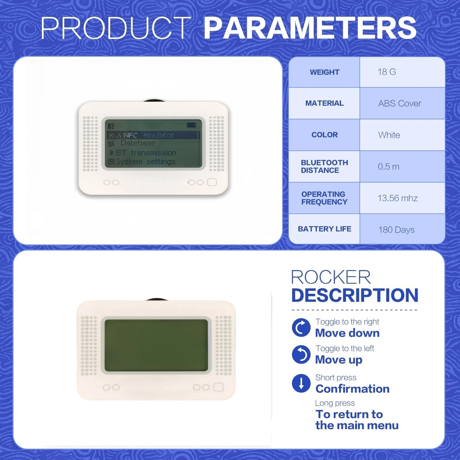 NFC Emulator Compatible with 50+ Games and  Store 3000 NFC Data,NFC Tag Emulator Support Unlimited Scan,Rechargeable Battery and 1.2" LCD Screen,