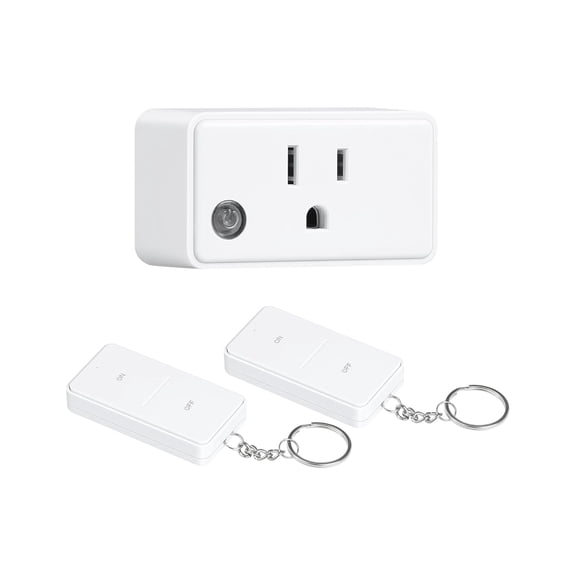 Remote Control Outlet with 2 Remotes, 200 FT Long Range Wireless Light Switch, 15A/1875W High-Power Electrical Outlet Switch for Lamps, Lights, Household Appliances, FCC & ETL Listed