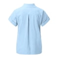 thumbnail image 5 of Frontwalk Ladies Blouse Button Down Tops Lapel Neck Shirts Women Casual Tunic Shirt Short Sleeve Light Blue M, 5 of 6