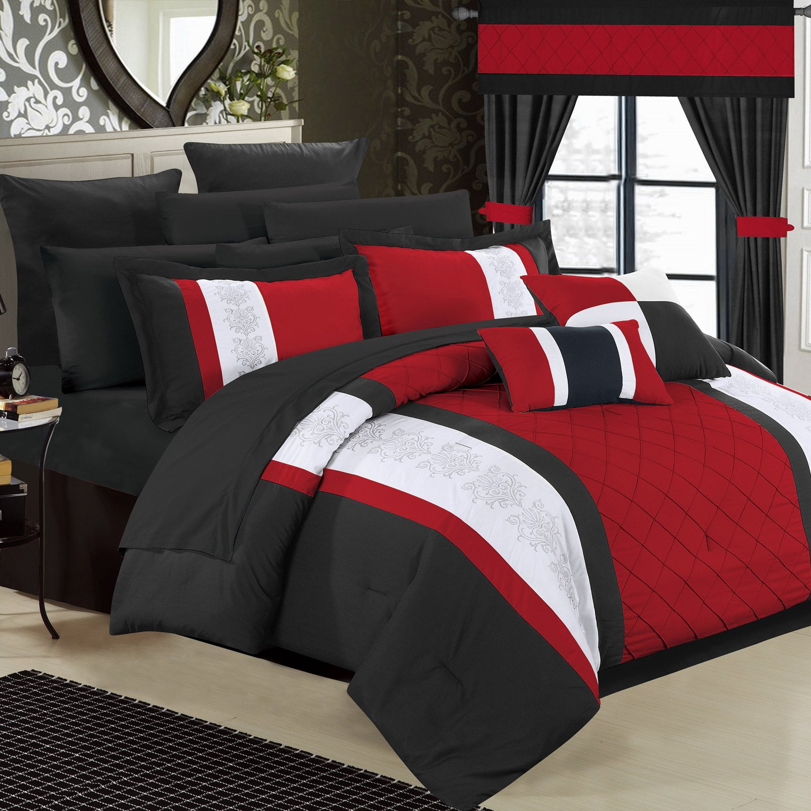 Chic Home Dylania 24-Piece Embroidered Comforter Set, Queen