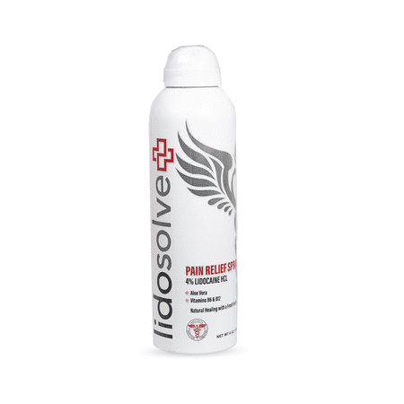 Lidosolve+ Topical Pain Relief Spray, Natural, 4% Lidocaine, B12 & B6, Vanilla, Aloe Vera, 6oz