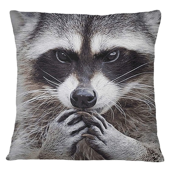 S4Sassy Home Decor Racoon Face Digital Print Multicolor Cushion Cover Pillow Case -26 x 26 Inches