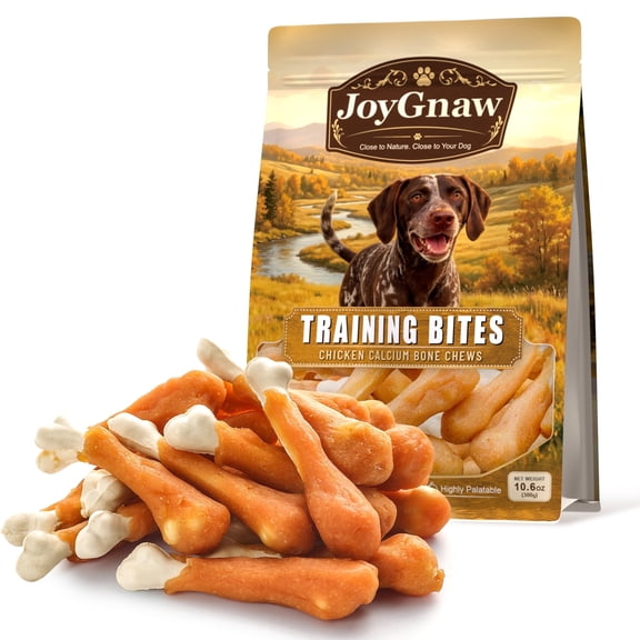 JoyGnaw Chicken Calcium Bone Chews, Chewy Bone Treats for All Dogs with Chicken Flavor, 11 oz