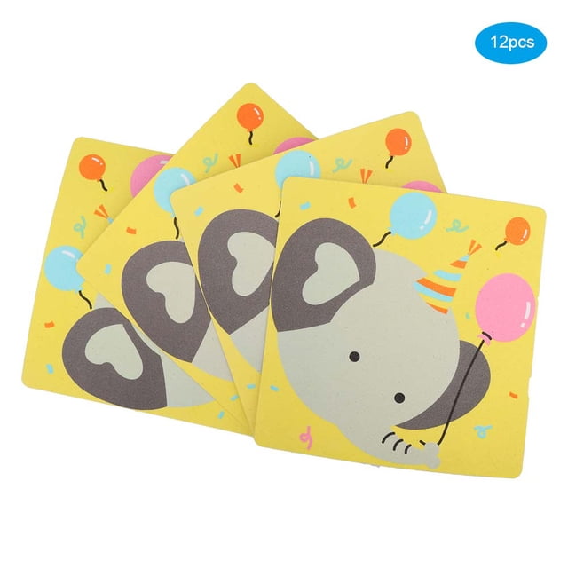 Patrón de animales de dibujos animados piso cinta antideslizante escaleras esmeriladas baño pegatina antideslizante parche 12 unids/bolsa amarillo + elefante