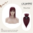 thumbnail image 4 of MY-LADY Clip In Remy Topper Hairpiece With Bangs Human Hair Clip On Toupee Wispy Bangs For Women Middle Part With Hair Loss Thinning Hair #99J Wine red, 4 of 8