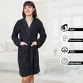 thumbnail image 2 of GOLD TEXTILES Premium Terry Cloth Robes for Women Lightweight Short Bathrobe, Adjustable Towel Robe Belt with Collar Medium Shorts Black Pack of 1, 2 of 6