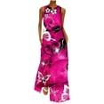 thumbnail image 2 of SMihono Robe Maxi Bohème d'Été pour Femmes Grande Taille Mode d'Été Imprimée Col en V Sans Manches Robe à Enfiler avec Poches Robe de Plage, 2 of 5