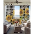 thumbnail image 4 of Sunflowers Blackout Curtains 96 Inches Long, Yellow Flowers Butterfly Farmhouse Black Plaid Thermal Insulated Black Out Curtains, Darken Window Curtain Drapes for Bedroom Living Room 52"x96" 2 Panels, 4 of 9