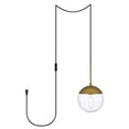 thumbnail image 1 of Living District LDPG6031BR Eclipse 1 Light Brass Plug-In Pendant with Clear Glass, 1 of 2