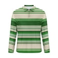 thumbnail image 5 of LNWUY (S-5XL) Plus Size Mens Color Block Striped Shirts Casual Long Sleeve Zipper Turndown Collar Top Moisture Wicking Golf Shirts Green L, 5 of 5