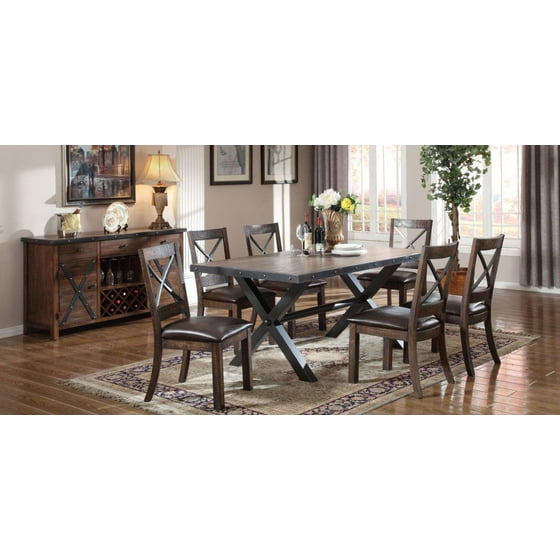 Weathered Cherry Dining Table Set 7pcs Clic Acme Furniture 72230 Earvin Weathered Cherry Dining Table Set 7pcs Clic Acme Furniture 72230 Earvin