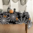 thumbnail image 1 of Halloween Tablecloth 60x120 Inch Rectangular, Spider Web Pattern Cobweb Scary Themed Washable Table Cover for Party Picnic Dinner Decor, 1 of 6