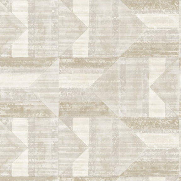 Tempaper Quilted Patchwork Ash & Stone Peel and Stick Wallpaper, 20.5" x 16.5'